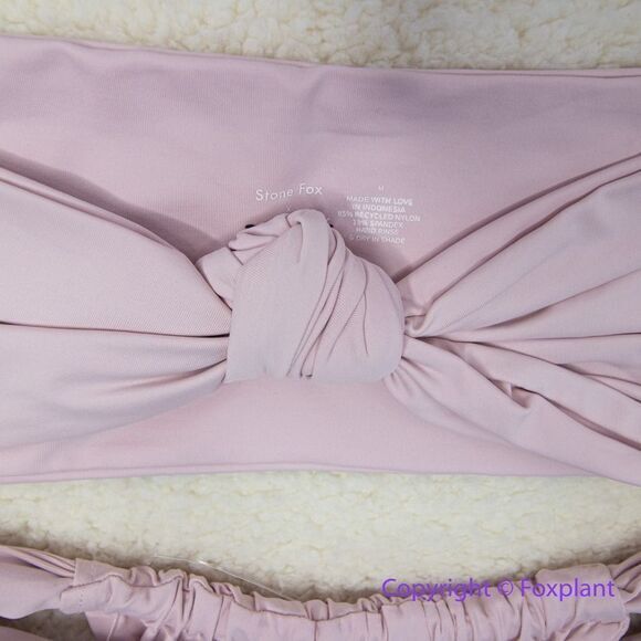 New! Set! Stone Fox Swim lele knotted bandeau top bijou bottoms, size M - Picture 4 of 11